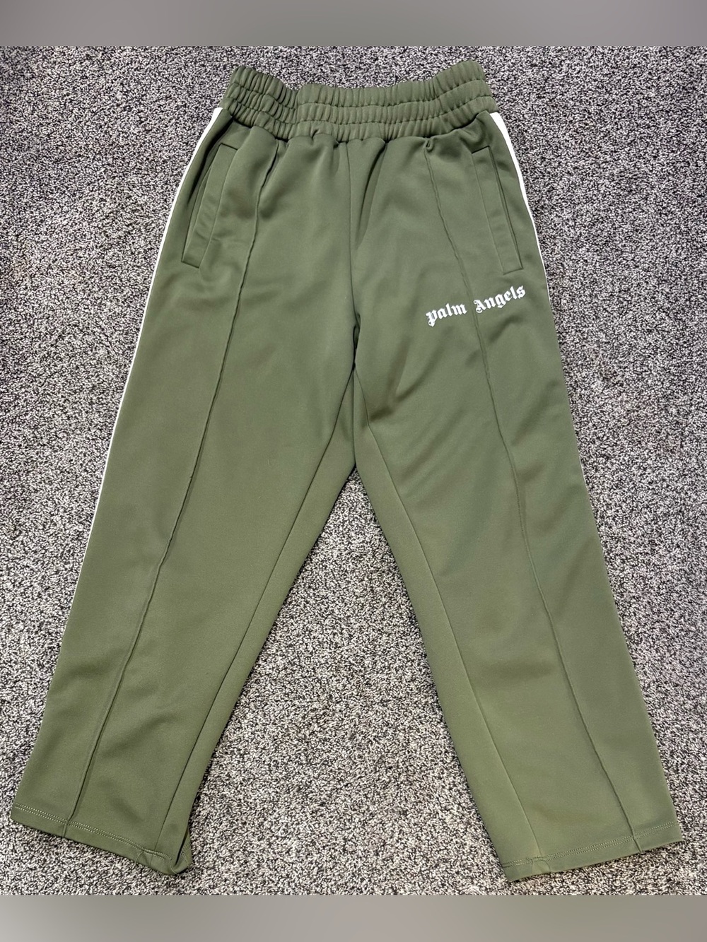 Authentic Palm Angels Green Track Pants Side Stripe Ankle Zip Joggers Size M
